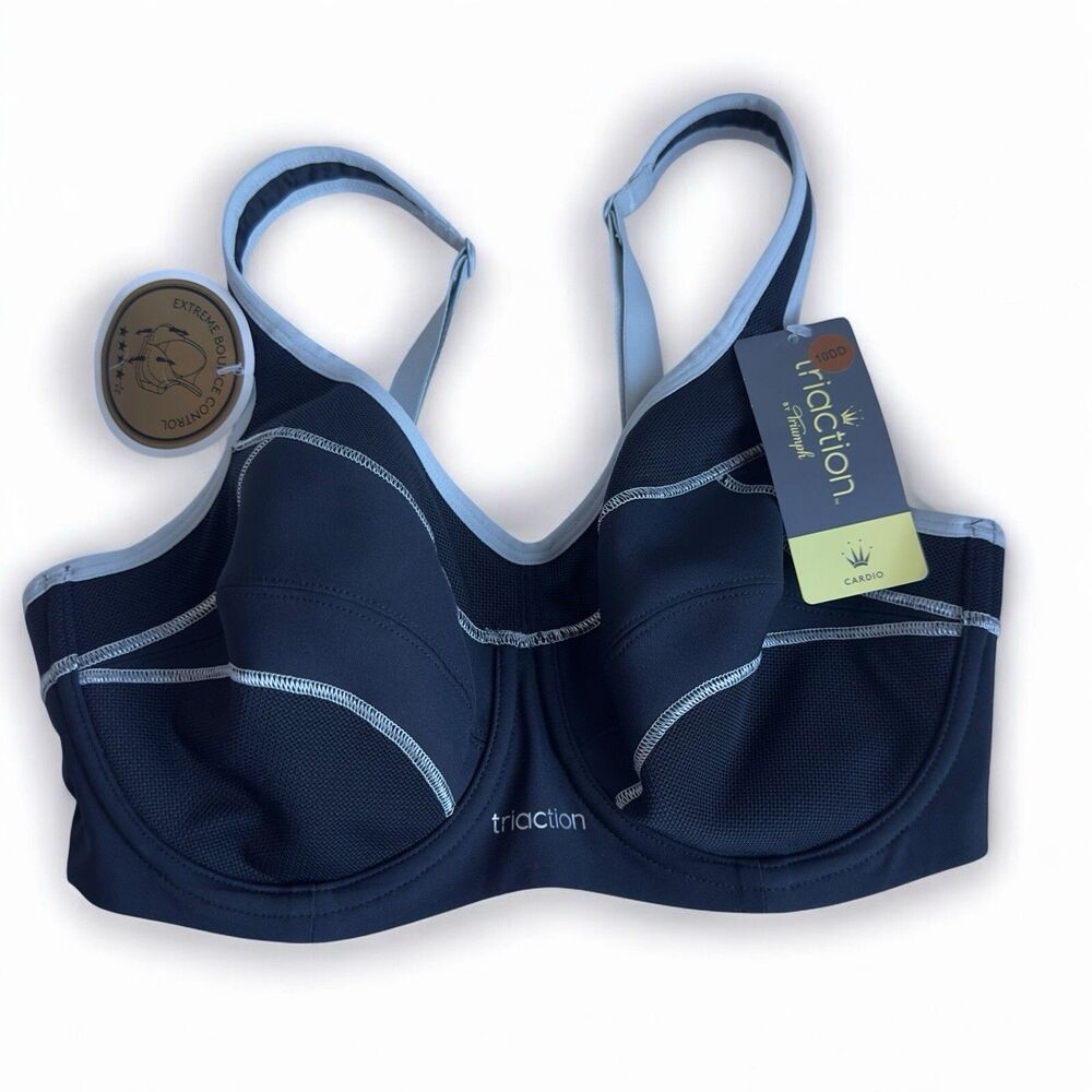 Triumph Triaction High Impact Sports Bra Black 10DD Underwire Support Workout
